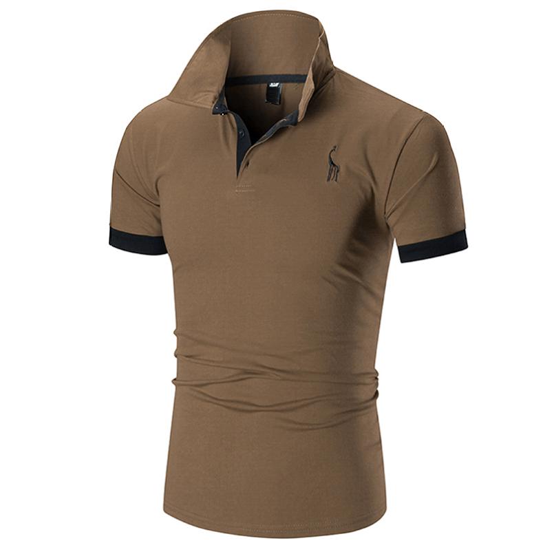 10 Colori Qualità di Marca Cotone Polo Uomo Ricamo Polo Camicia Giraffa Uomo Casual Patchwork Top Maschili