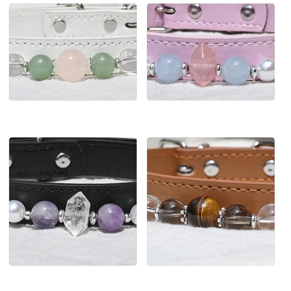 Adjustable Leather Pet Collar Detachable Dog Collar Exquisite Cat Collar Puppy