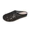 Spring Baotou Slippers for Women Round Head Sequin Cloth Mesh Breathable Soft Sole Anti-slip Wear-resistant Flat Shoes