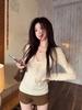 Pure desire bow lace collar slim fit Andy fleece knitted sweater women's autumn and winter top