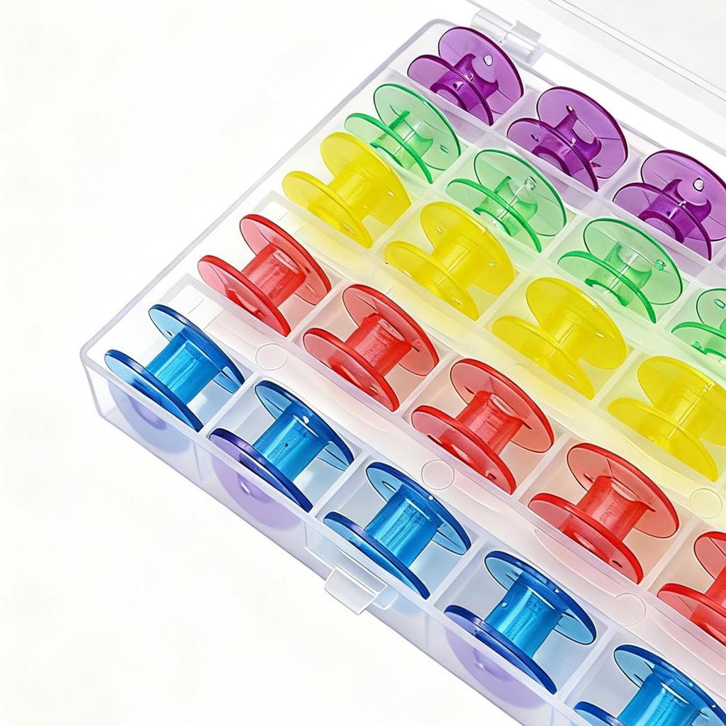 Prewound Bobbins 25 Pieces Universal Colored Crafts Accessories Sewing Thread Organizer For Class Quilting Storage Fabric