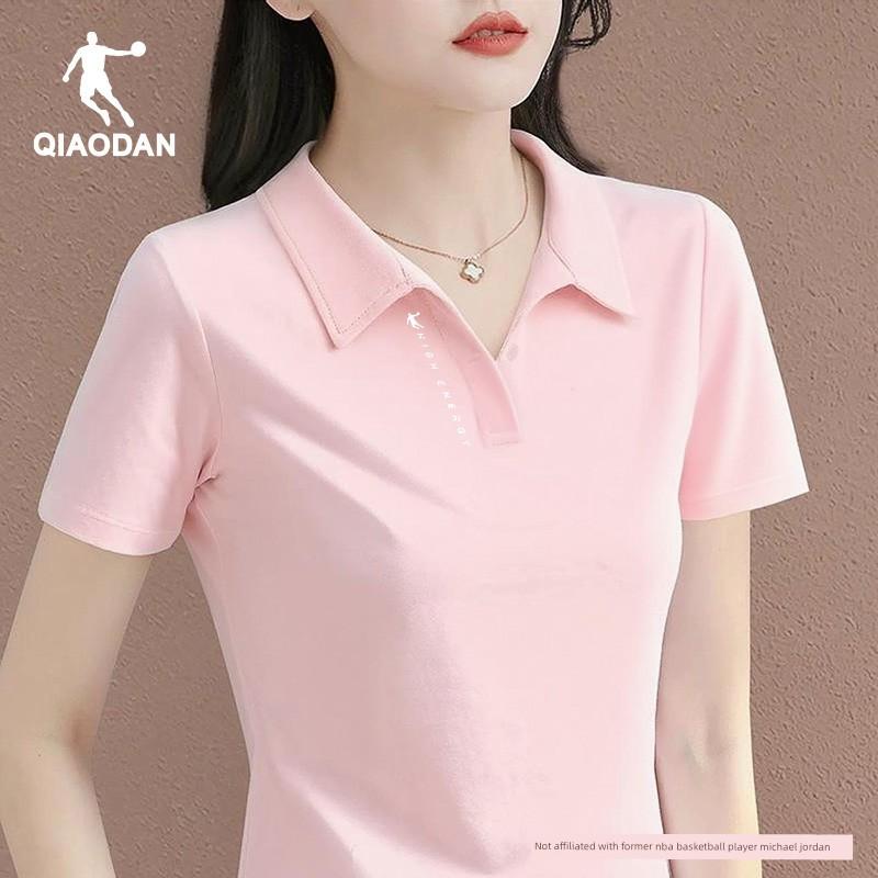 Jordan Short-Sleeved Women's 2026 Summer New Style Lapel Polo Shirt Purple Age-Reducing Women's Breathable Sports T-Shirt Half-Sleeved