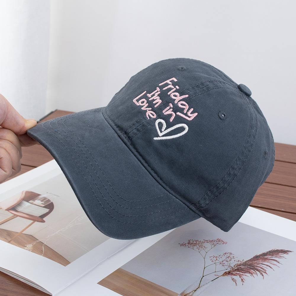 On Friday, I can again, baseball cap, small face, big head circumference, peaked cap, embroidery, love, simple casual sports cap.