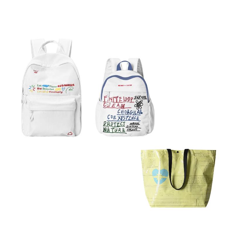 FINITE LOOP Recycled Polyester Backpack Unisex White K1021-X