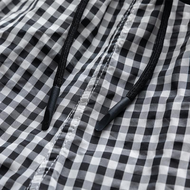 Men's Gingham Casual Shorts – Elastic Drawstring Waist Pocket Shorts for Summer Daily & Streetwear