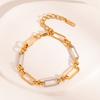  Simple Gold Silver Mix Color Necklace Bracelet Set Simple Metal Texture Unusual for Women Summer Waterproof Charm Jewelry