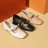 Mary Jane Women's Shoes Summer Medium and High Heel French Evening Style Small Leather Shoes Thin Single Shoes