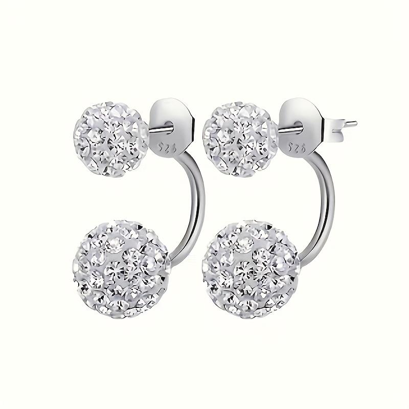 2pcs, Sparkling Ball Earrings - Women'S Fashion, Hanging Semi-Cover Design, Hypoallergenic, Suitable