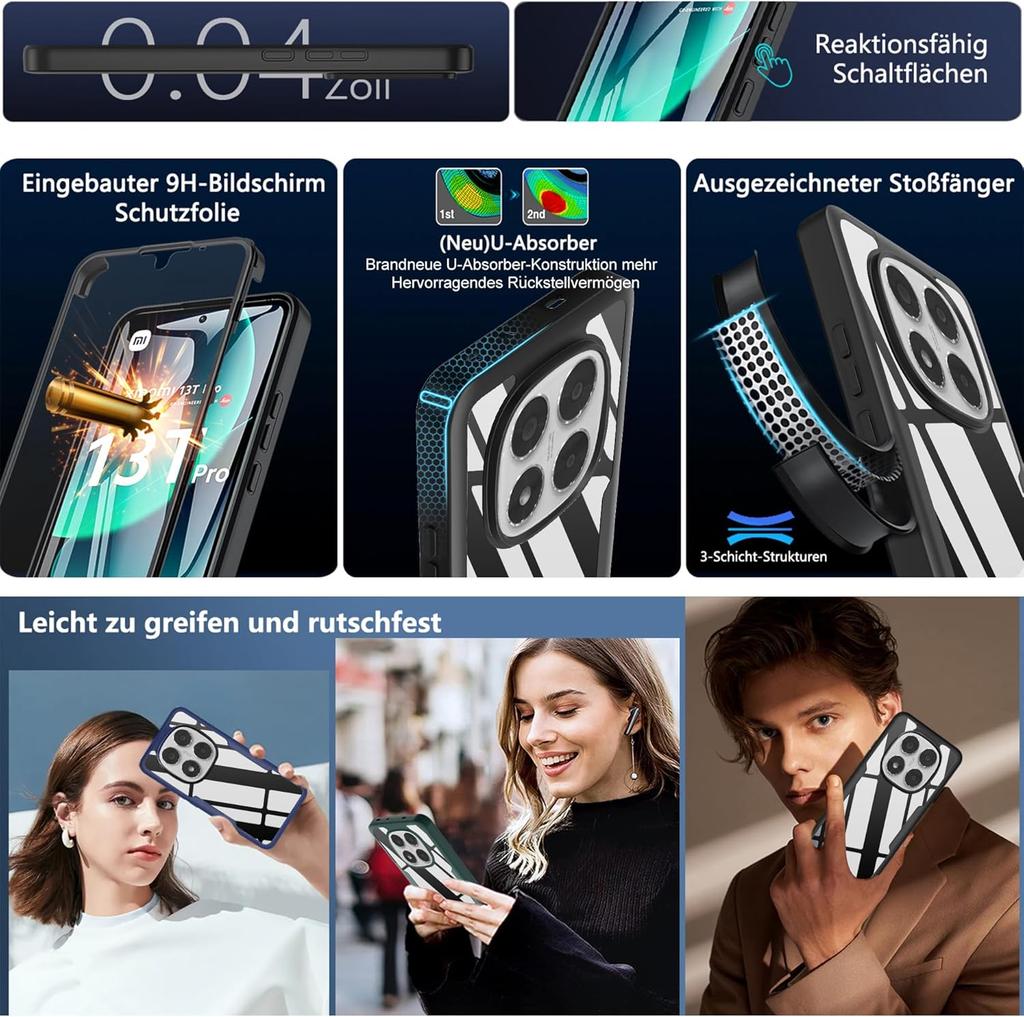 360 Celotělový kryt pro Poco C71 X7 Pro M6 X6 X5 Redmi Note 14S 14 Pro Plus 5G 13 12 10 Redmi A5 14C 13C 12C 10C 9C 9A 9 s ochrannou fólií na displej
