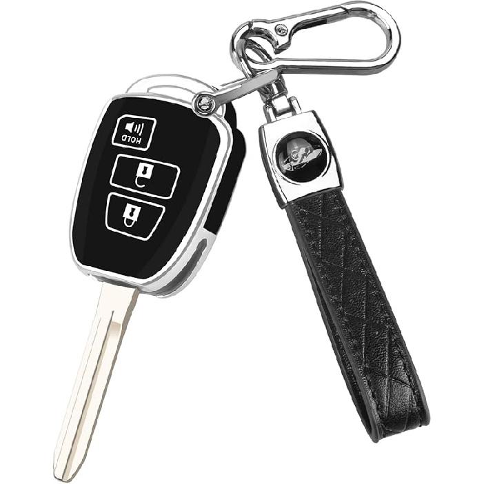 QBUC for Toyota Key Fob Cover with Keychain,Soft TPU Full Protection key fob cover Fit for Toyota 4Runner Corolla Tacoma etc