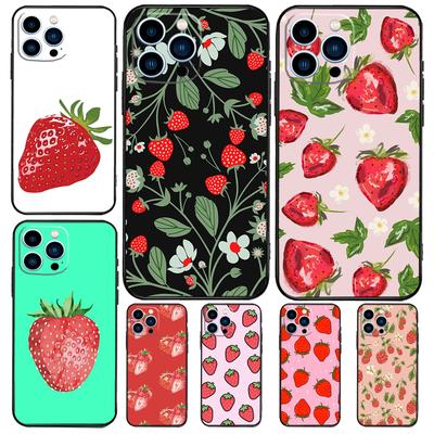 Strawberry Case For iPhone 15 16 14 13 12 11 Pro Max Plus X XR XS Max 12 13 Mini Soft Bumper Cover