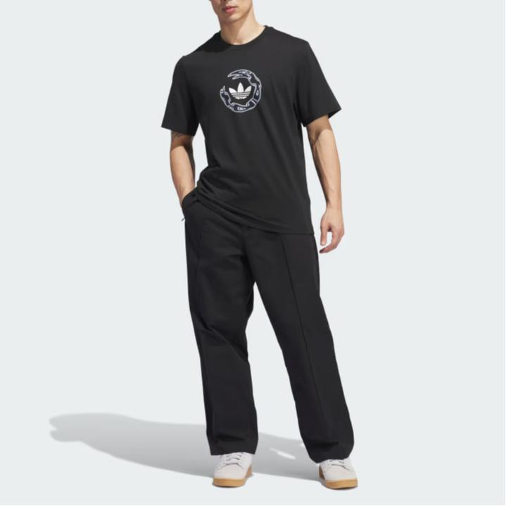 Adidas Originals Skateboarding Wide Angle Logo Print Casual Crew Neck Short Sleeve T-Shirt Men T-Shirt Black IZ1934