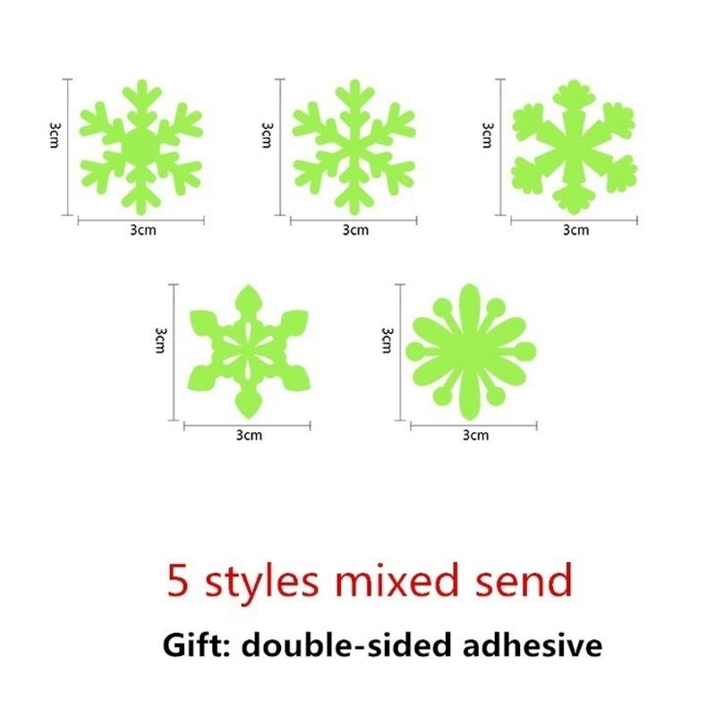 50pcs Snow Wall Stickers Christmas Decal Glow In The Dark Baby Kids Bedroom HomeSnowflake Luminous Fluorescent Wall Stickers