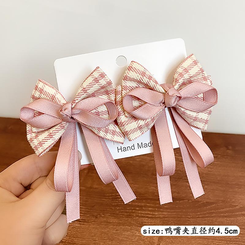 2pcs/set New Cute Plaid Ribbon Bowknot Hair Clips for Baby Girls Handmade Bows Hairpin Barrettes Headwear Kids Hair Accessories
