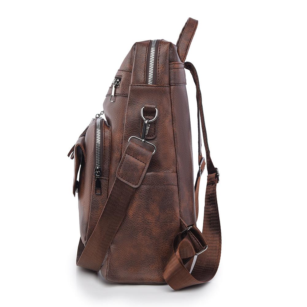 Spring Large-capacity Retro Casual Backpack Color-blocking Backpack