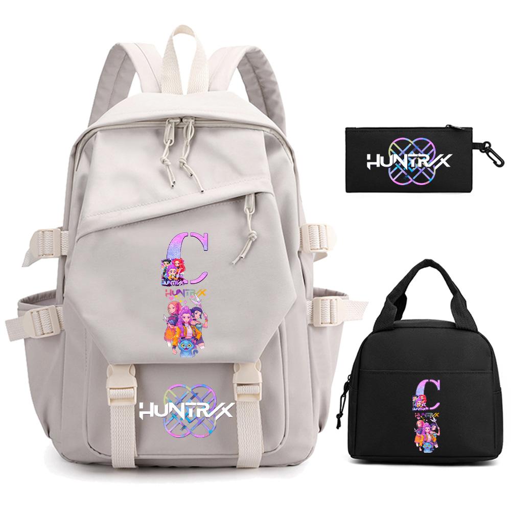 3-teiliges/Set Anime Cartoon Englischer Buchstabe A-Z Bedruckter Rucksack für Jungen Mädchen Schultasche Kinder Studentin Frauen Reisetasche Kindergeschenk