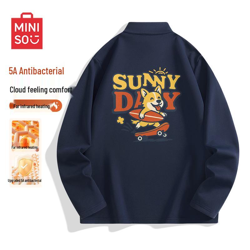 MINISO Men s Fleece Lined Stand Collar Long Sleeve Tee 3XL
