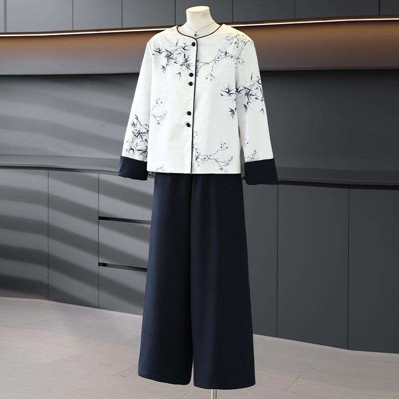 

2026 Mother s Day Chinese-Style Spring Suit: Short Jacket & Two-Piece Set for Stylish Middle-Aged Women 5XL (Recommended for 150-170 jin)