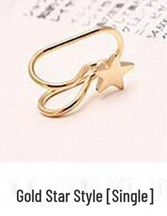 Korean Pearl and Diamond Star Ear Cuffs - U-Shaped Temperamental Stud Earrings