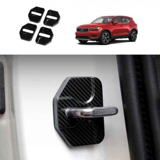 For Volvo XC40 2019-2024 Carbon Fiber Door Buckle Cover Catch Protector Trim 4pc