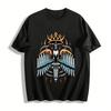 Vintage Crown Wing Sword Print Tee Trendy American Streetwear Top Pure Cotton T-shirt
