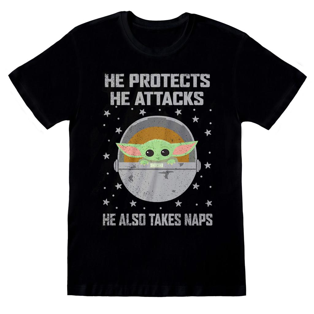 Star Wars: The Mandalorian Unisex Adult Protects And Attacks T-Shirt