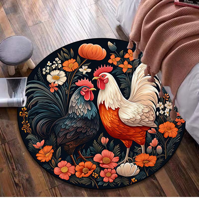 1Pc Animal Circular Print Rug - Home Decoration Carpet For Living Room Bedroom Flooring Computer Chair Area Rug