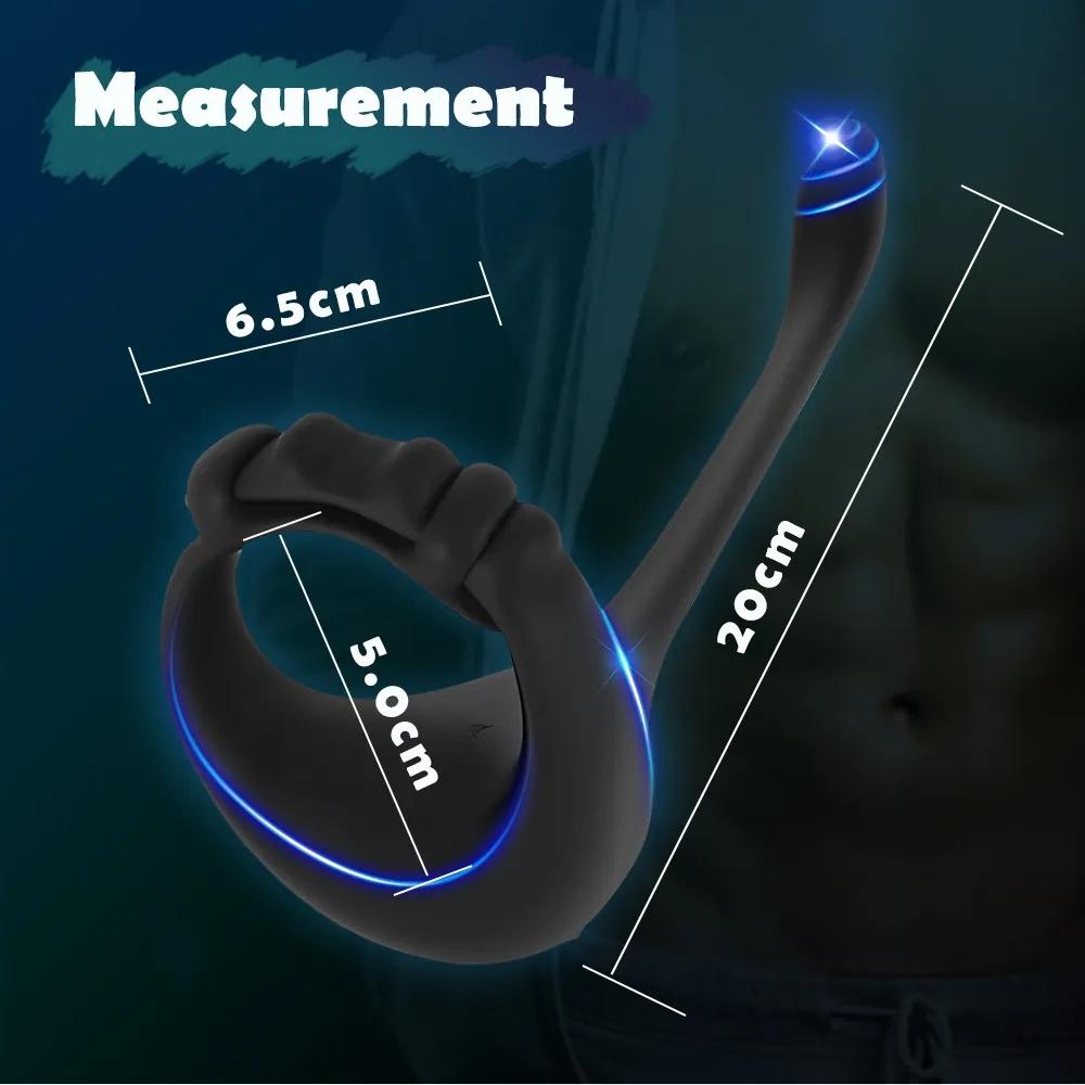 Justerbar APP Bluetooth Control Cock Ring Sexy leker for menn Oppvarming av prostata massasjeapparat Forsinket utløsning Penisringer Vibratorer