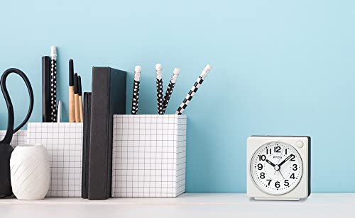 Seiko Clock Wecker Tischuhr Analog Weiß Perlmutt 65 x 64 x 38mm PYXIS NR449W