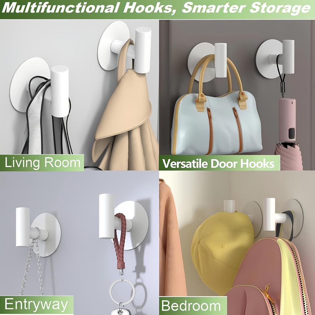 No-Drill Fashion Wall Hook Set Of 4, Simple Style, Suitable For Kitchen, Bathroom And Clothing Storage Easy-To-Install Wall Hooks Bathroom