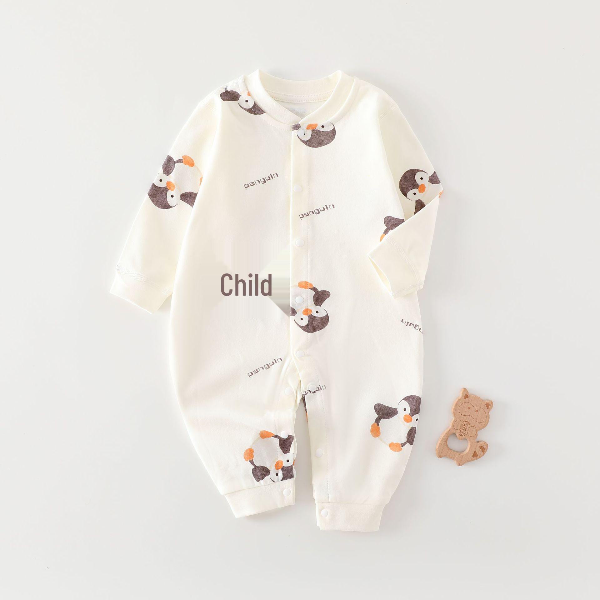 Pure Cotton Baby Romper: Spring/Autumn, Snap Crotch, Unisex, Class A 90 cm