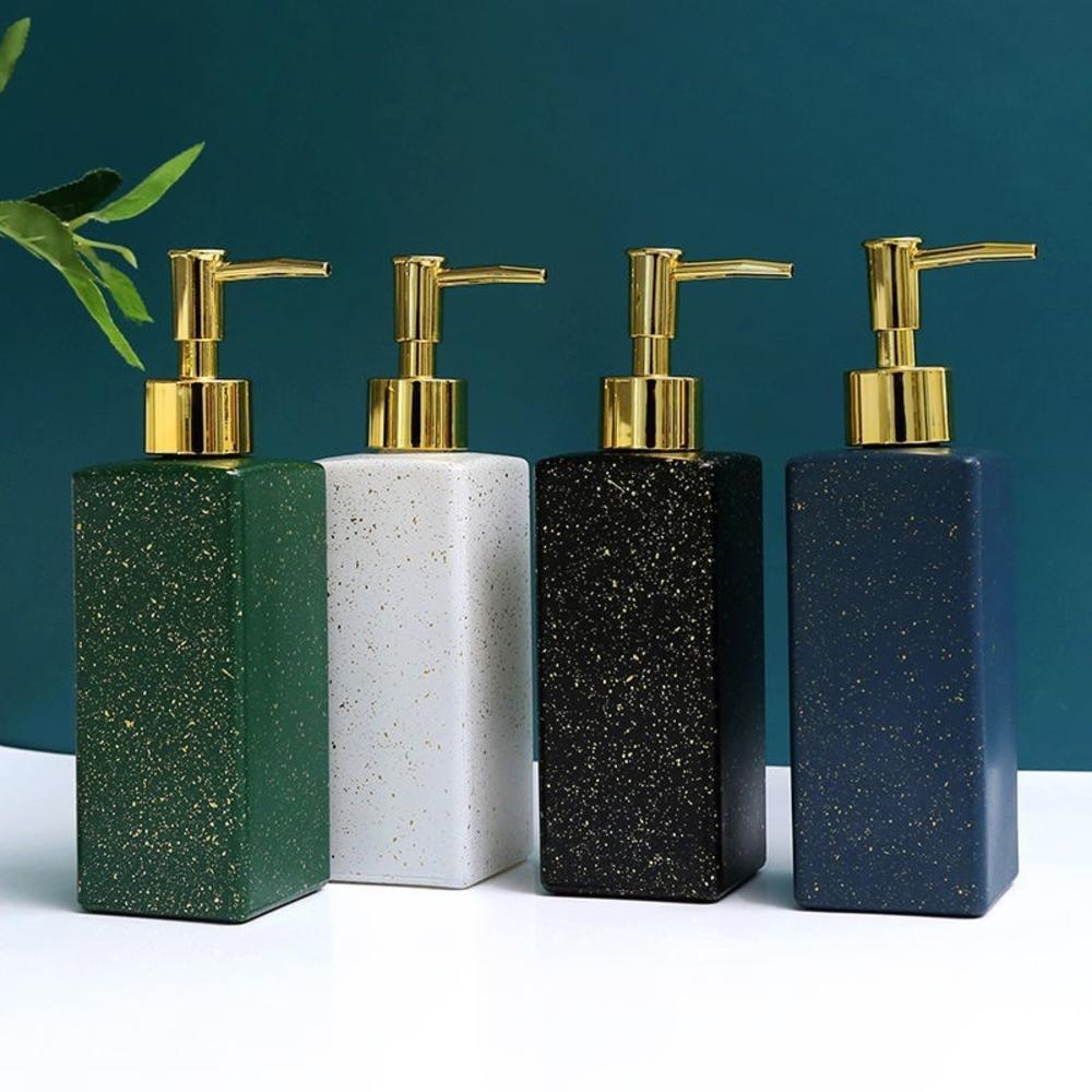 300ml Luxury Marble Glass Soap Dispenser Pump Bottle Square Refillable Shampoo Bottles Nordic Shower Gel Empty Bottles