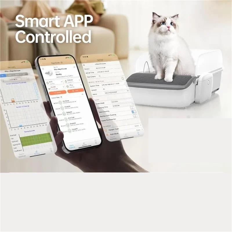 Intelligent Cat Litter Box Automatic Self-Cleaning Bedpans Scooping Open Semi-Enclosed Cats Toilet Oversize High-Capacity toilet