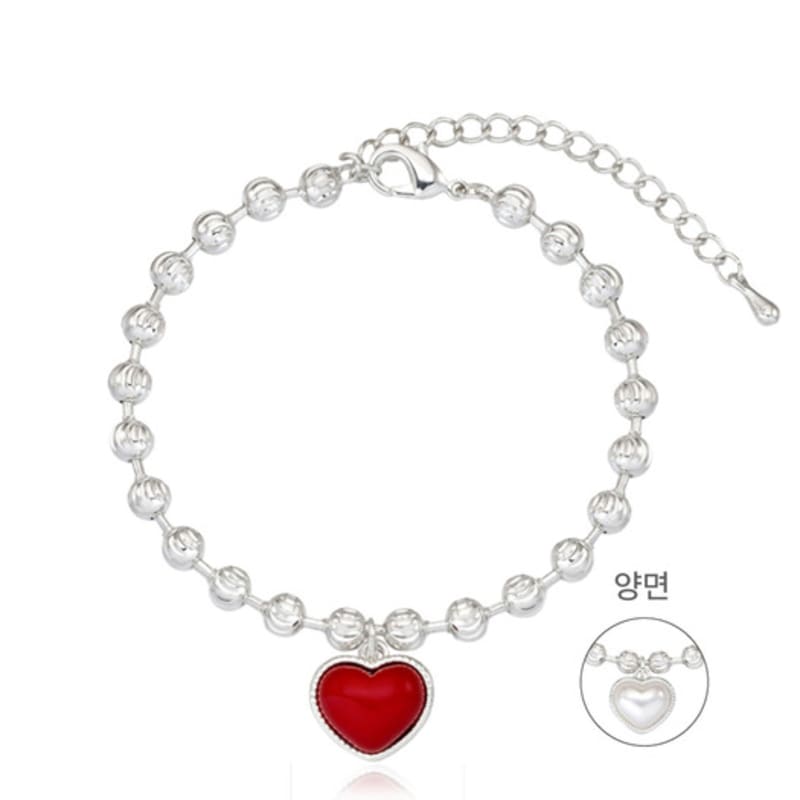 eenie beenie dual heart red pearl bold bracelet