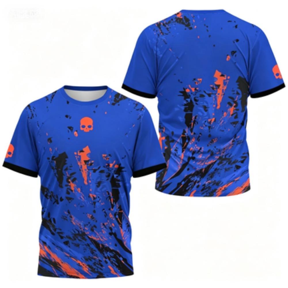 Men's T-shirt Round Neck Short Sleeved Color Printed Tennis Running Casual and Comfortable Outdoor Sportswear Top