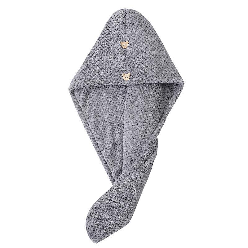 Solid Color Hair Towel Textured Dry Hair Cap 9.8 "X 25.5" Absorbent Hair Towel Wrap for Button-down Women