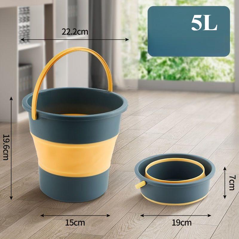 Foldable Bucket, Outdoor Portable Fishing Multifunctional Telescopic Bucket, Large Capacity Foldable Bucket for Travel and Household Use 5L синий