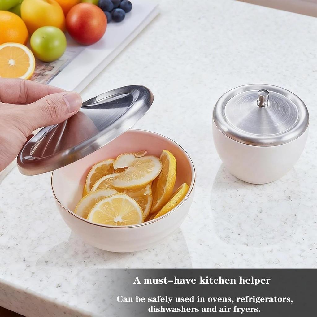 2Pcs Stainless Steel Cup Covers, 4.8Inch Coffee Mug Lid, Metal Tea Cup Cover, Universal Lid for Hot Tea Home Kitchen Camping, 12.M