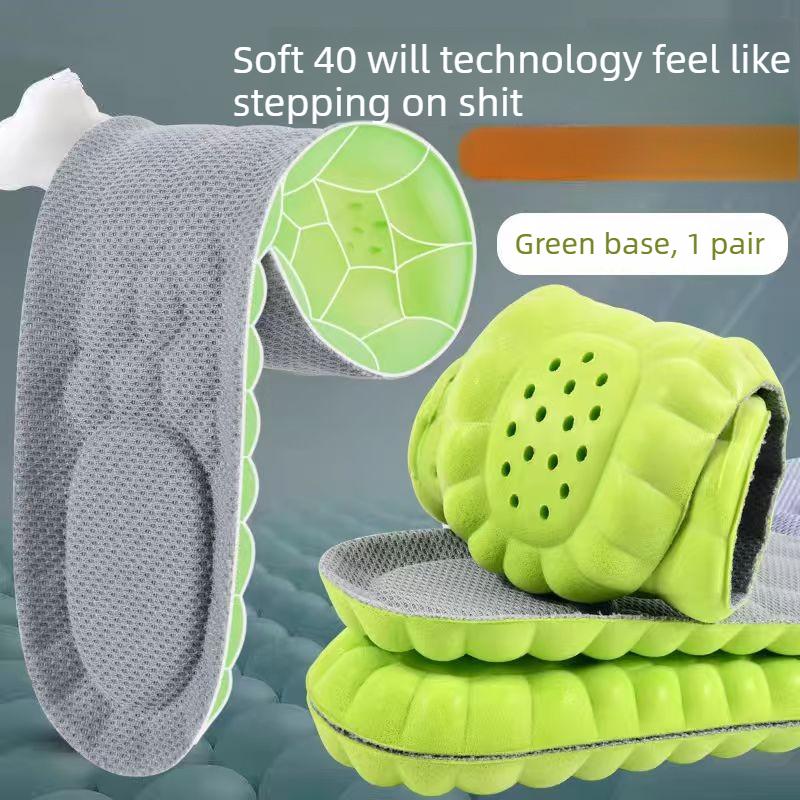 Soft Sports 4D Men's and Women's Insoles Arch Massage Outdoor Shock Absorption Sweat Absorption Odor Prevention Antibacterial