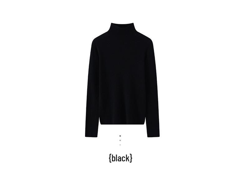 2026 Spring/Summer Korean Style Slim Fit 100% Wool High Neck Solid Knit Sweater