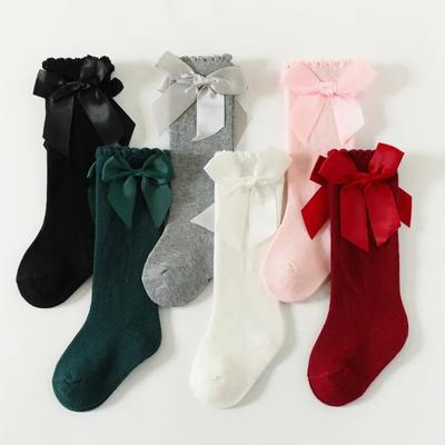 Frühling Herbst Kinder Baby Mädchen Jungen Baumwolle Kniestrümpfe Big Bow Home Sport Lange Socken Kinder Kleinkind Bodenstrümpfe