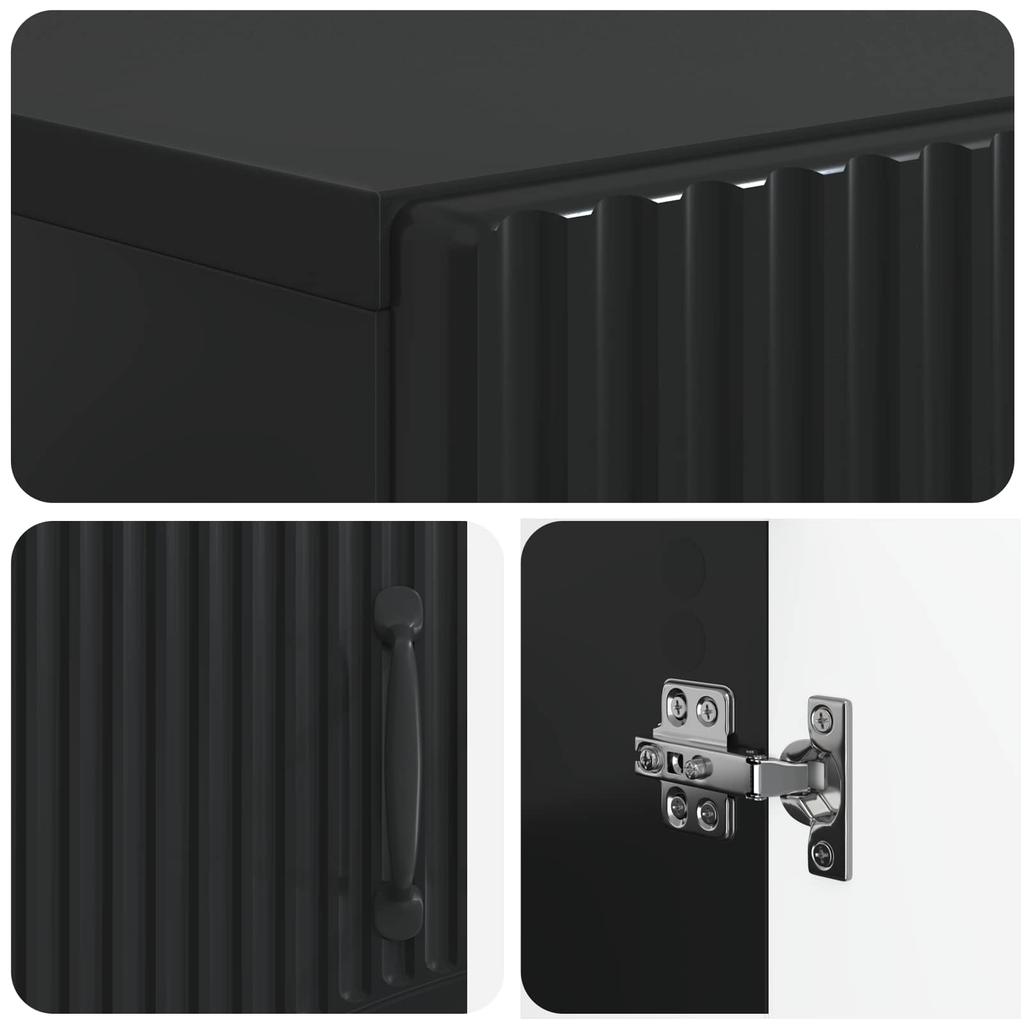 Shoe Cabinet HOORN 59.5 X 39.5 X 87 Cm Engineered Wood Black