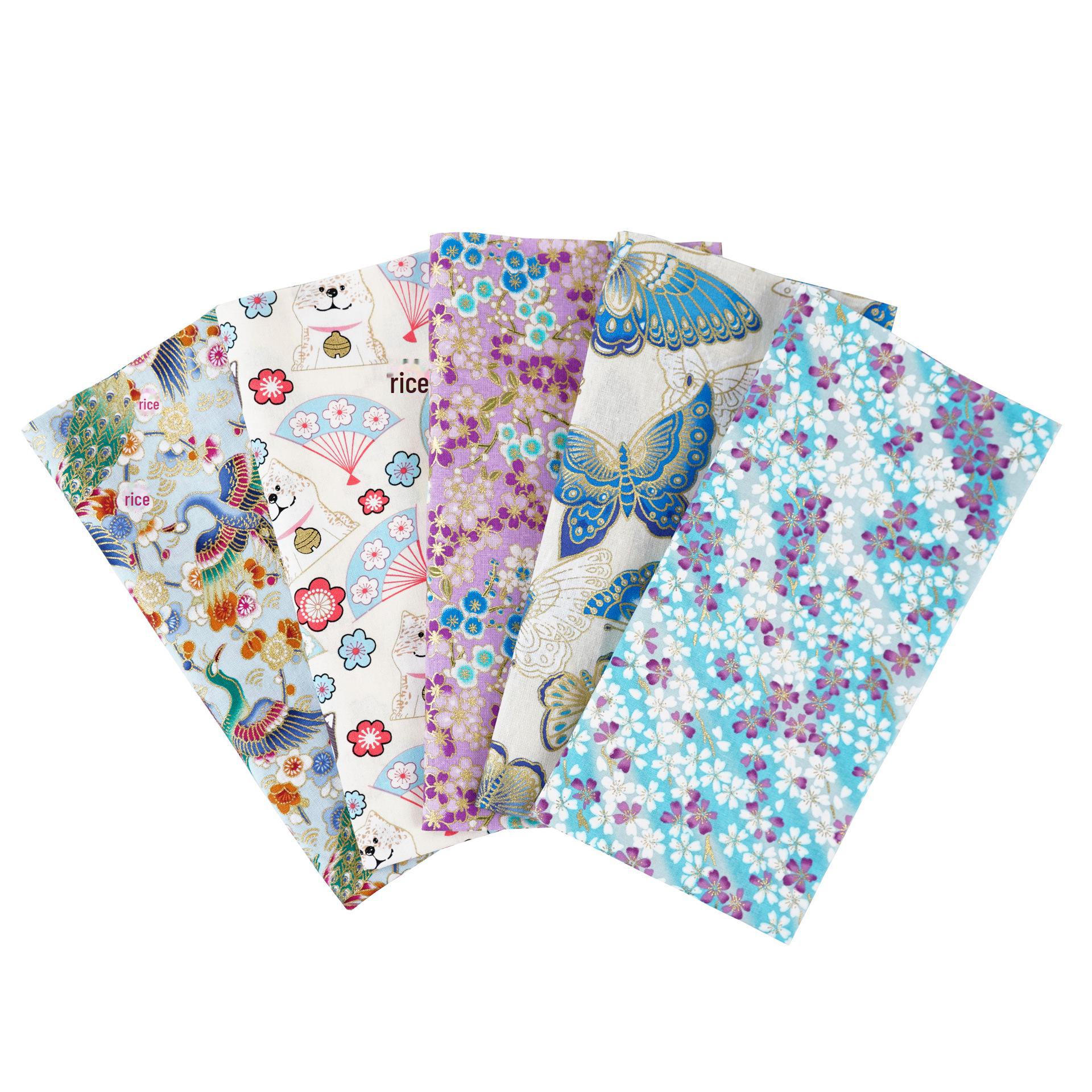 

Комплект хлопковой ткани с цветочным узором в японском стиле: 5 цветных пэчворков для проектов своими руками