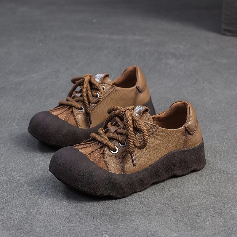 

Johnature Retro Туфли на толстой подошве Повседневные легкие женские туфли из натуральной кожи на плоской платформе 40 абрикосовый