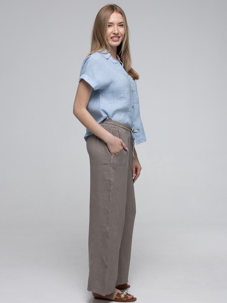 WOMEN' LINEN TROUSERS WITH ELASTIC WAIST