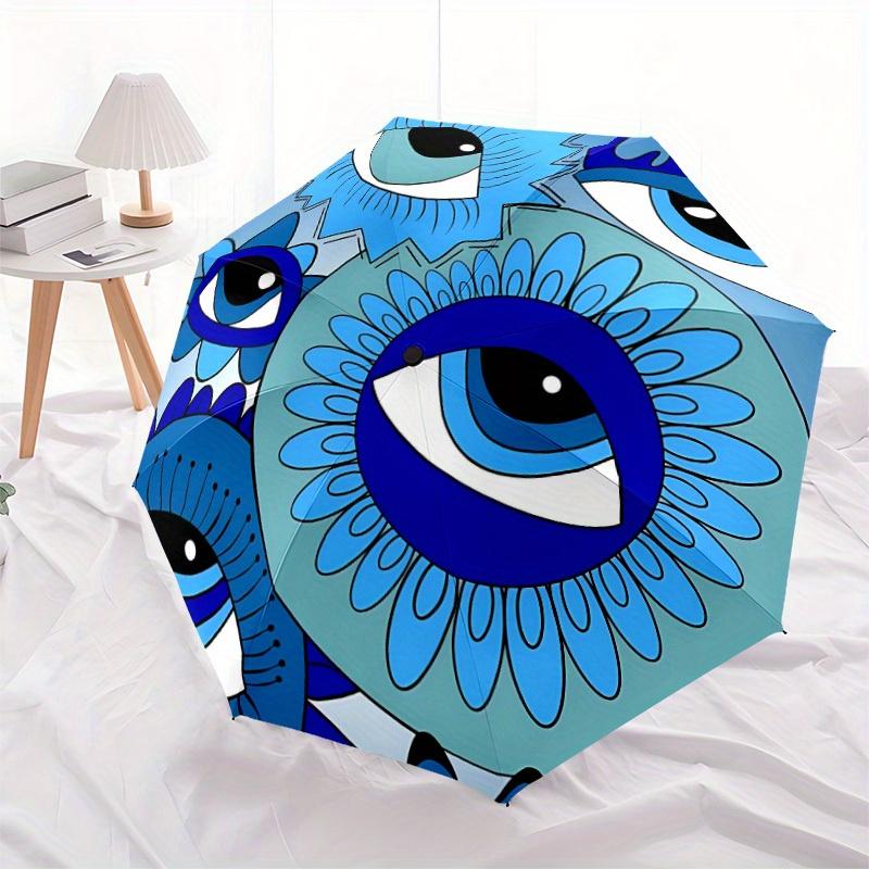 1pc Eye Print Automatic Open, Sturdy Iron Frame, Compact Folding Design, All-Season Portable Umbrella for Women & Men, Outdoor Umbrella Yy25