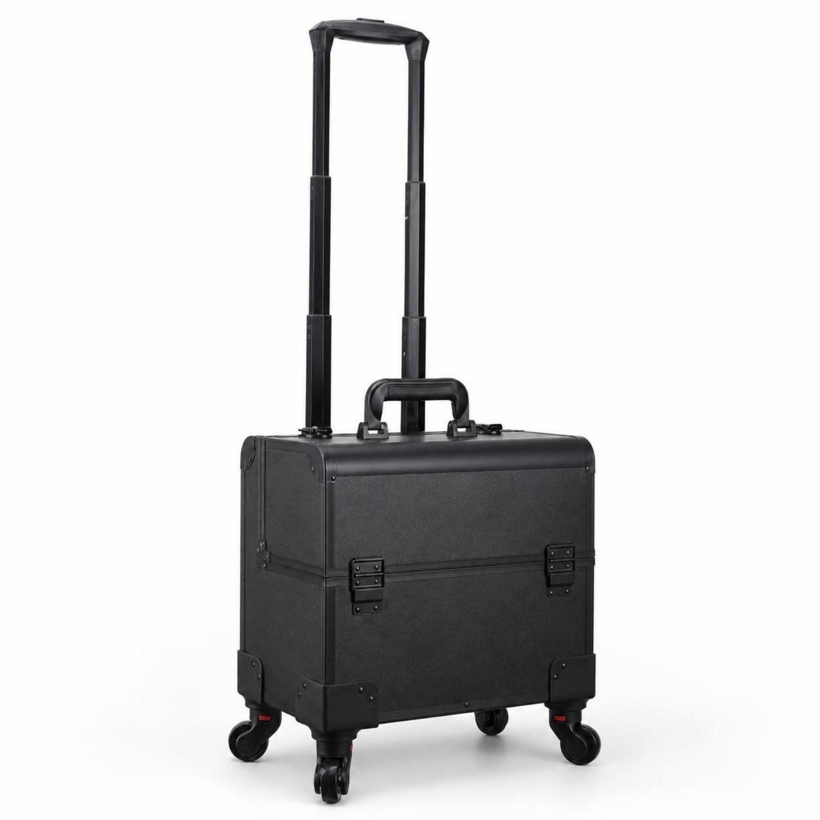 Hard-Shell Rolling Cosmetic Case Telescoping Makeup