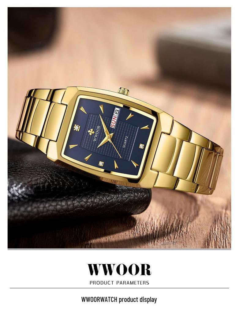 WWOOR 8837 Men's Quartz Square Waterproof Business Watch