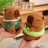 12cm Kawaii Anime Capybara Plushies With Pikachu Stitch Lucifer Cat Hat Doll Stuffed Animals Capybara Plushies Girl Toys