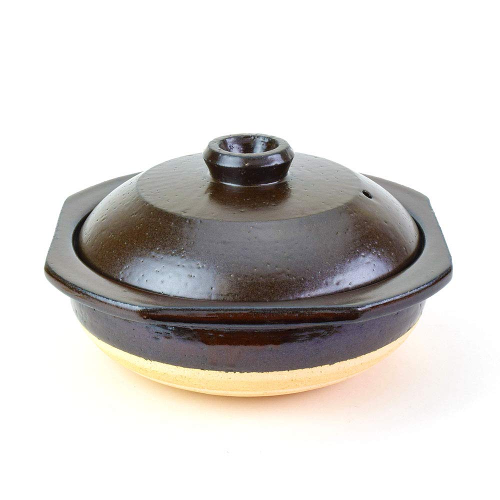 Yamasho Pottery Earthenware Pot, Size 9, Square Rim, Brown, 2000ml, Serves 4-5 People, Hang Out, Shigaraki Ware, Made In Japan, HG-S9br